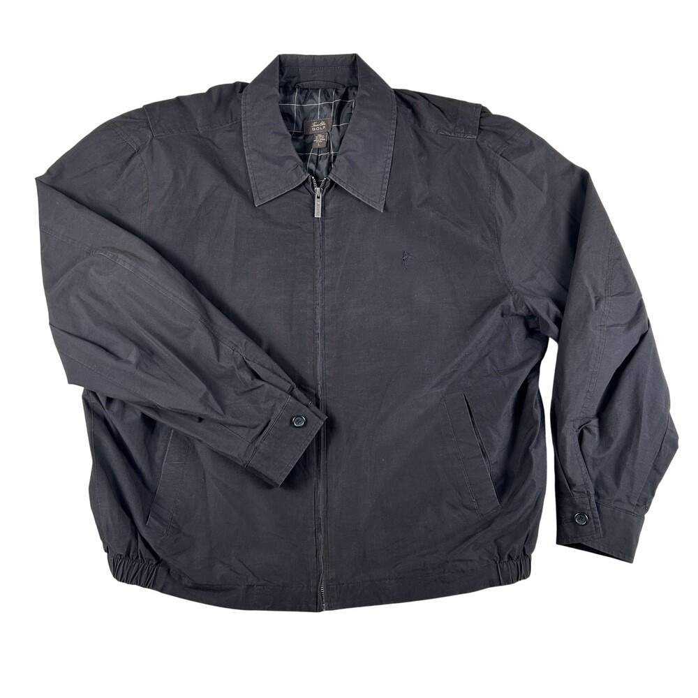 Tasso Elba Golf Jacket Mens Large Black Windbreaker Full Zip Lined Lightweight
